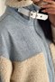 Women's Denim Detailed Lined Plush Fur Coat – High Collar & Seasonal Elegance - 2
