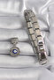 316L Steel Silver Color Dangle Zircon Stone Eye Model Evil Eye Bead Detail Nomination Charm - - 2
