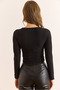 Women's Black Square Neck Ribbed Crop Blouse Blz-19003117 - 2