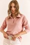 Women's Rosewood Polo Collar Brioche Knit Blouse BLZ-19002810 - 3