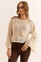 Women's Ecru Spanish Sleeve Openwork Seasonal Knitwear Blouse Blz-19003126 - 4