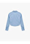 Corset Look Slim Fit Crop Zippered Blue Women's Shirt 6Wal60053Iw - 2