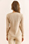 Women's Beige Accessory Detailed Soft Textured Tok Blouse Blz-19003114 - 2
