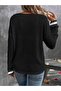 Women's V-Neck Stripe Detailed Waffle Blouse - 4