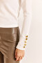 Women's White Sleeve Button Detailed Stretchy Ribbed Blouse Blz-19003109 - 5