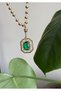 Elegant Sparkle: Emerald Gemstone Gold Color Chain Serenay Necklace - 2