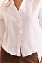 Women's White 2 Button Pencil Waist Fitted Crop Shirt Gml-19001392 - 6