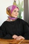 وشاح قطني ناعم TN2006 بنمط الباتيك الخردل-ليلك-06 - 6
