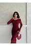 Burgundy Madonna Collar Lined Lace Dress - 2