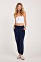 Women's relaxed fit comfortable modal fabric tie-waist elastic jogger navy blue sweatpants - 5