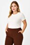 Women's Plus Size Brown, Waist Complete Elastic Pocket Fabric Pants 65N38733 - 4