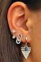 Silver Color Stone Detailed 3-Piece Ysx Earring Set