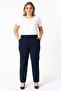 Women's Plus Size Navy Blue, Waist Complete Elastic Pocket Fabric Pants 65N38733 - 4