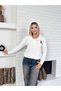 Women's White Embroidery Detailed Polo Neck Knitwear Sweater - 3