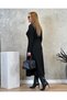 Women's Long Sleeve Collar Detailed Midi Modal Dress - 3