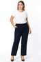 Women's Plus Size Navy Blue, Waist Complete Elastic Pocket Fabric Pants 65N38733