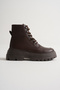 Women's Brown Thick Eva Sole Elastic Lace-Up Boots - 2