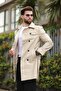 Men's Elegant Leather Trench Coat with Epaulettes - a Signature Piece of Sophistication - 5