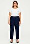 Women's Plus Size Navy Blue, Waist Complete Elastic Pocket Fabric Pants 65N38733 - 3