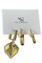 Vip 3-Piece Ysx Earring Set with Gold Heart Figure and Color Stone Detail - 2