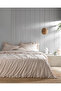 Verona Double Ruffled Yarn Dyed Fabric Ch Bed Sheet I N Duvet Cover Set - White/Beige