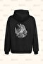 Design Linear Rhino Back Print Unisex Black Pocket Hooded Sweatshirt - 2 Thread - Hoodie