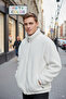 White Premium Quality Stand Collar, Zippered, Fleece, Plush Jacket