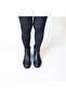 Black Genuine Leather Buckle Women's Internal Zipper Boots - 3