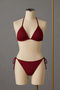 Women's Burgundy Side and Neck Tie Bikini Swimsuit Set - 2