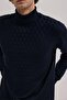 Navy Blue Slim Fit Full Turtleneck Men's Knitwear - 3
