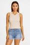 Women's Polo Neck Ribbed Knitwear Bodysuit Beige - 2