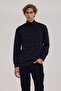 Navy Blue Slim Fit Half Turtleneck Men's Knitwear