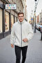 White Premium Quality Stand Collar, Zippered, Fleece, Plush Jacket - 5