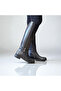 Black Genuine Leather Women's Below-The-Knee Riding Boots with Elastic Back and Internal Zipper - 3