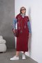 Women's Sleeves Denim Front Beading Wide Fit Long Knitwear Dress - 3