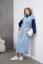 Women's Sleeves Denim Front Beading Wide Fit Long Knitwear Dress - 7