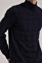 Navy Blue Slim Fit Half Turtleneck Men's Knitwear - 3