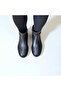 Black Genuine Leather Buckle Women's Internal Zipper Boots - 5
