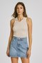 Women's Polo Neck Ribbed Knitwear Bodysuit Beige