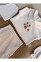Ecru Honey Bee Embroidered Newborn Set (Body, Pants, Beanie, Gloves) - 3