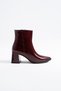 Verona Women's Zippered Genuine Leather Boots Burgundy Patent Leather
