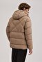Beige Comfort Fit Hooded Puffer Jacket - 4