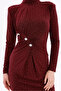 Women's Burgundy Stone Long Sleeve Sandy Evening Dress - 4