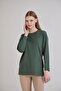 Slit Crew Neck Long Sleeve Combed Cotton - 2