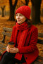 Women's Elegant Knitted Patterned Beanie & Scarf Set - 4
