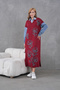 Women's Sleeves Denim Front Beading Wide Fit Long Knitwear Dress - 2