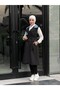 44119 - Color Detailed Hijab Trench Coat Black A-1 - 3