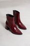 Verona Women's Zippered Genuine Leather Boots Burgundy Patent Leather - 4