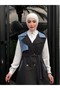 44119 - Color Detailed Hijab Trench Coat Black A-1 - 4