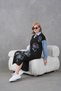 Women's Sleeves Denim Front Beading Wide Fit Long Knitwear Dress - 6